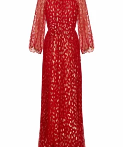 Annie's Archive 1960's Red Lame Pleated Red Gown With Gold Metallic Detailing. Rent: £55/Day