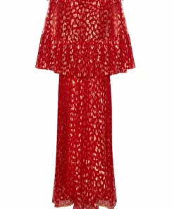 Annie's Archive 1960's Red Lame Pleated Red Gown With Gold Metallic Detailing. Rent: £55/Day