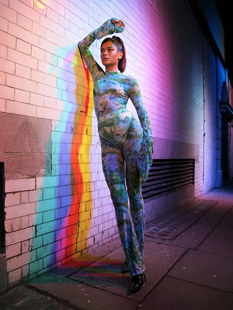 Richard Quinn Monet Mesh Flared Sleeves Bodysuit 6 Richard Quinn Monet Mesh Flared Sleeves Bodysuit