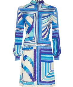 Annie's Archive 1960s Pucci Wool Jersey Blue Printed Summer Dress