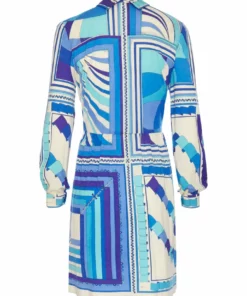 Annie's Archive 1960s Pucci Wool Jersey Blue Printed Summer Dress