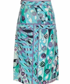 Annie's Archive 1960s Pucci Teal Printed Cotton Skirt