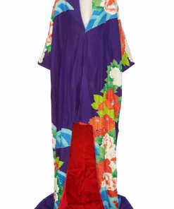 Annie's Archive 1970s Japanese Garden Silk Kimono With Sash