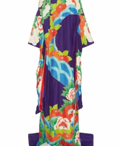 Annie's Archive 1970s Japanese Garden Silk Kimono With Sash