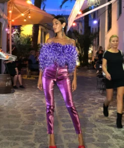 Annie’s Purple Stripe Feather Top