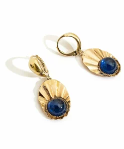 Liase Crown Shell Earrings With Blue Zircons