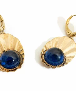 Liase Crown Shell Earrings With Blue Zircons