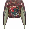 Momma's Blues 'Temptation' Floral Fringed Jacket With Apple And Serpent